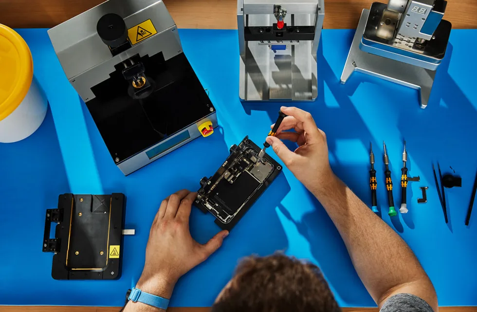 The workbench in the iFix workshop